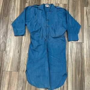 Vintage Blue Button Down Shirt Dress